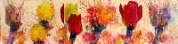 Lorenz Spring (1964) | Es wächst im Licht, 2016/20 | Acryl, Dispersion, Mischtechnik, Collage, Kreide auf Leinwand | 50 x 200 cm